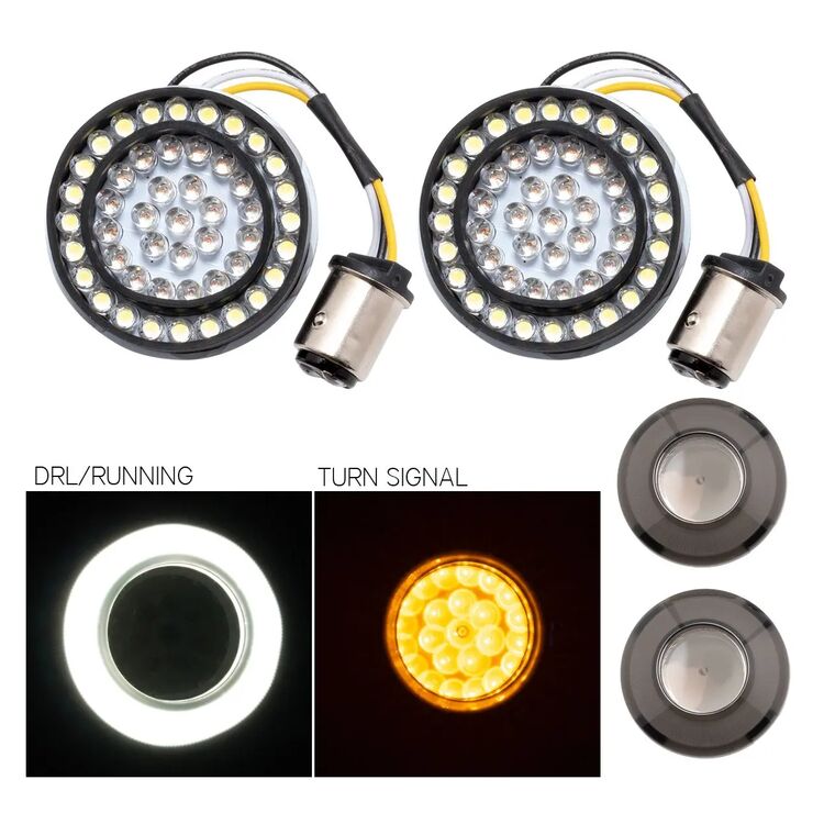 HogWorkz Halomaker Bullet Style LED Front Turn Signal Inserts For Harley 2000-2025 - Image 1