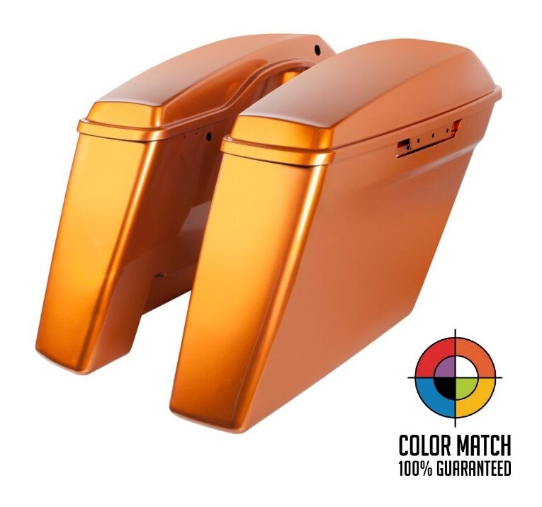 HogWorkz OE Color Matched 4" Stretched Dual Blocked Saddlebags For Harley Touring 2014-2025 - Image 1