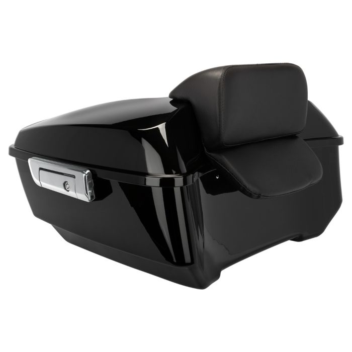 Vivid Black King Tour Pack w/ Slim Backrest & Chrome Hardware for Harley® Touring '97-'25 - Image 2