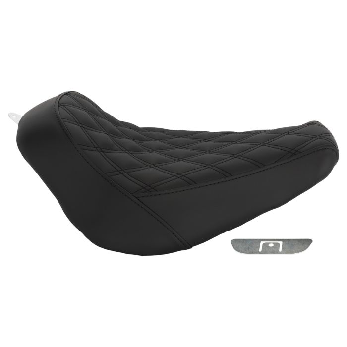 HOGWORKZ® Solo Seat for Wide Bobber Rear Fender for Harley® Fat Boy / Breakout '18-'25 (Diamond / Black) - Image 1